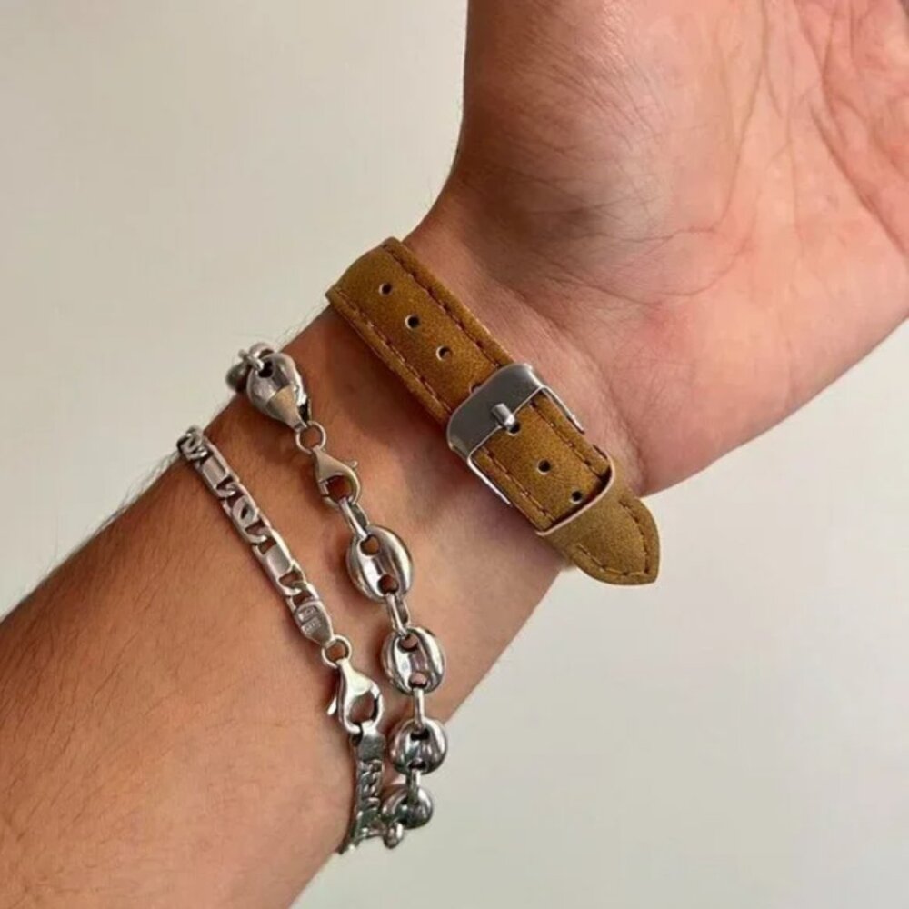 brown old money luxury square leather watch - Picture 5 of 8